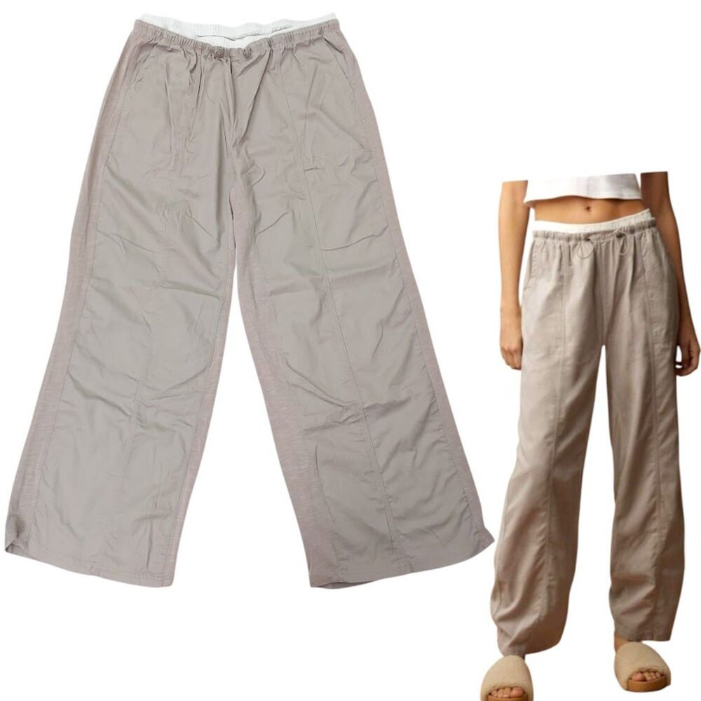 Anthropologie Daily Practice Pants Womens Medium Light Brown Wide Leg Relaxed